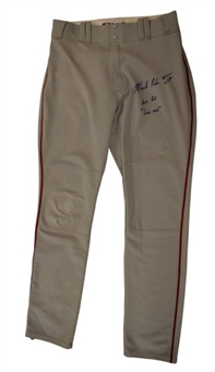Mike Trout Autographed Game Worn 2012 Los Angeles Rookie Pants Inscribed "2012 ROY Game Used" (MLB Authenticated)